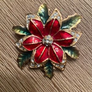 Red and Gold Poinsettia Brooch
